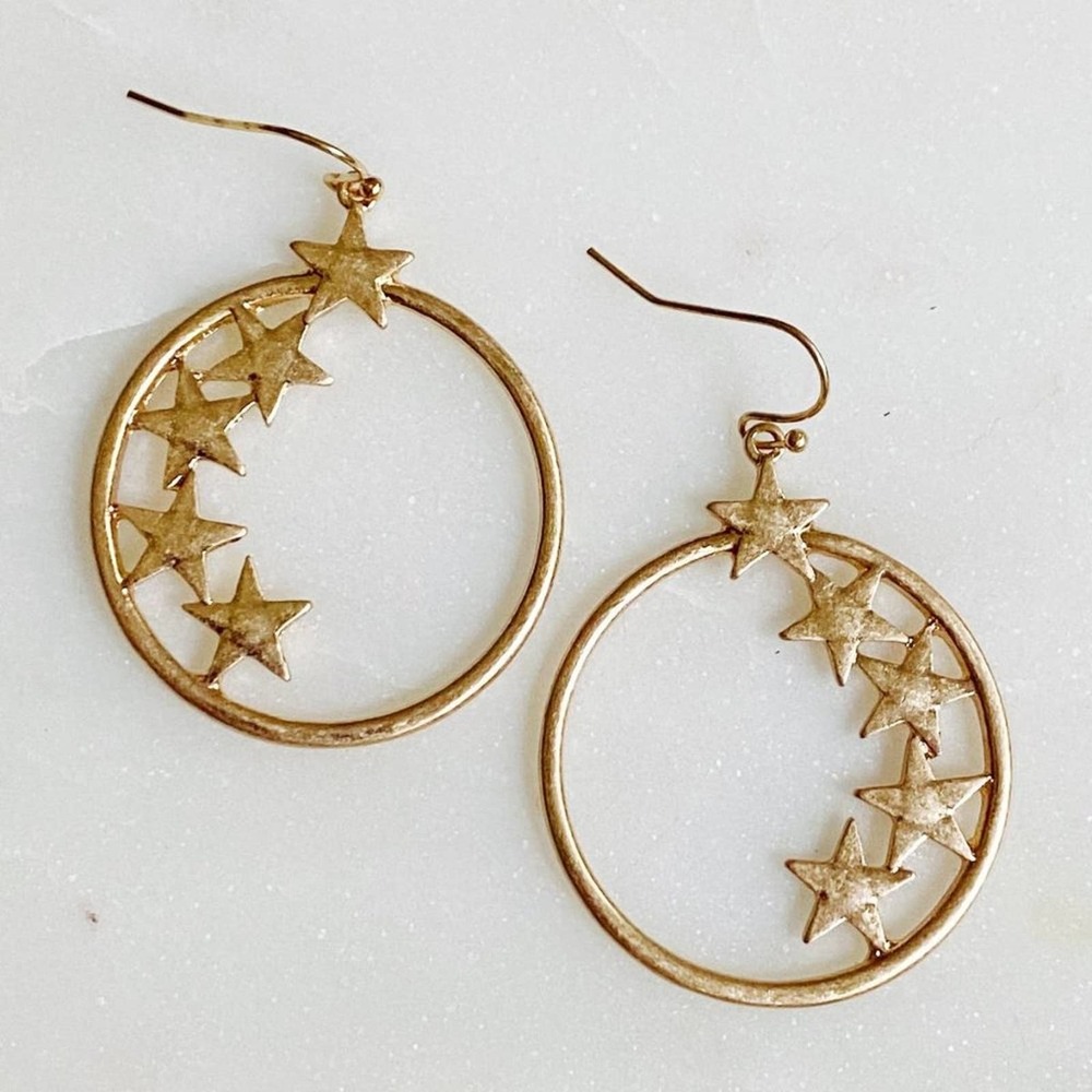 Circle Star Dangle Earrings
